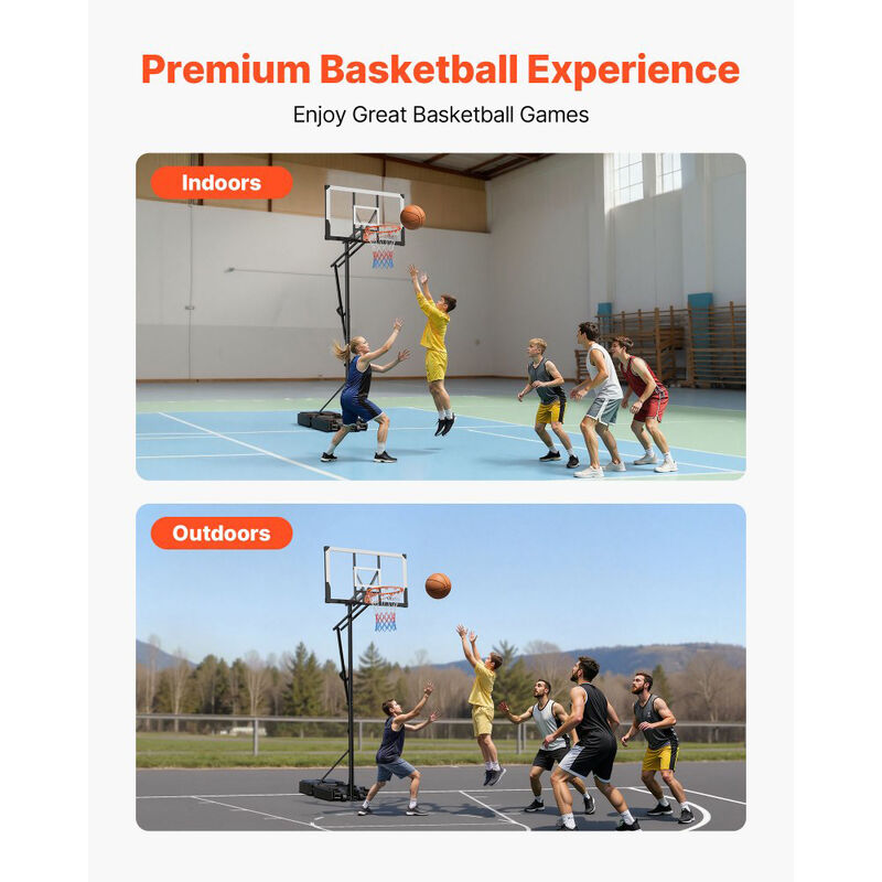 Height Adjustable Basketball Goal with Portable Base, PC Backboard for Driveway and Poolside-Black image number 3