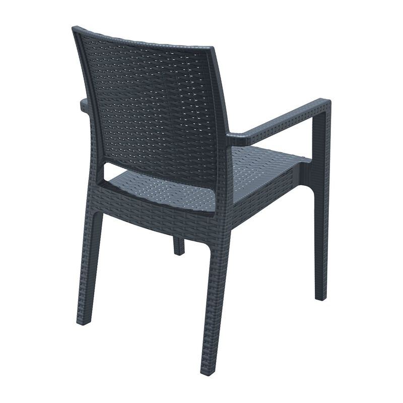 34" Gray Wickerlook Patio Stackable Dining Chair