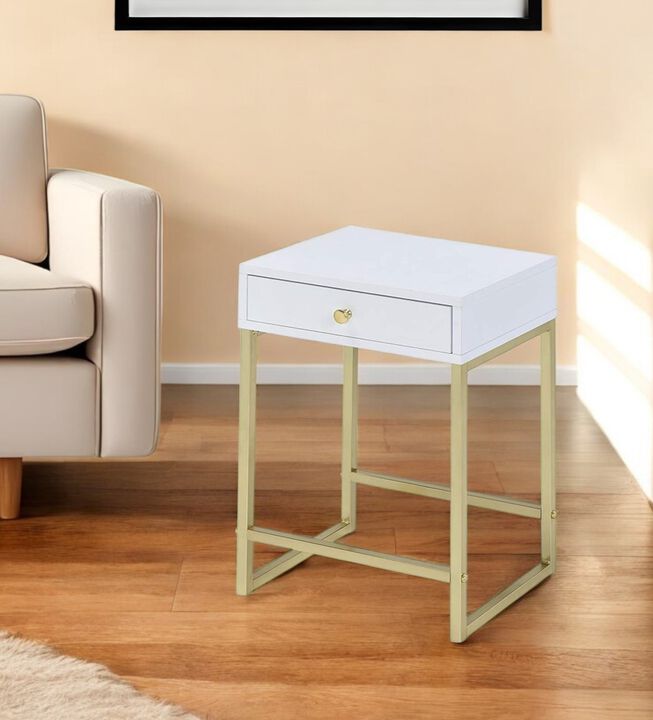 Compact Solid Wood End Table – Space-Saving Wooden Side Table with Drawer