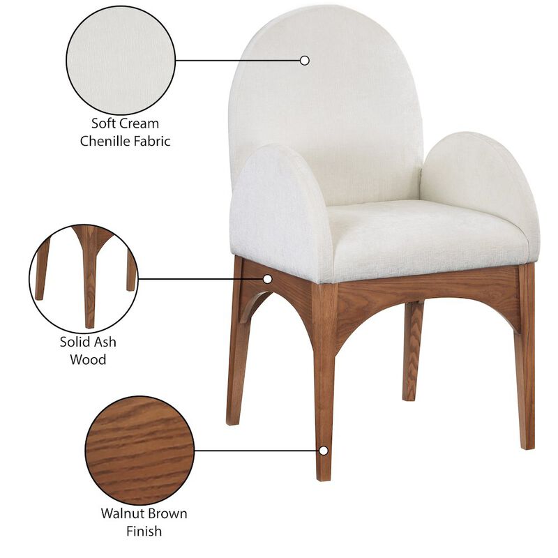 Meridian Furniture Waldorf Cream Chenille Fabric Dining Chair