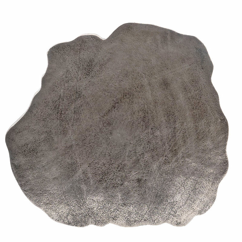 Hivvago 22 Inch Silver and White Aluminum and Marble Pedestal End Table