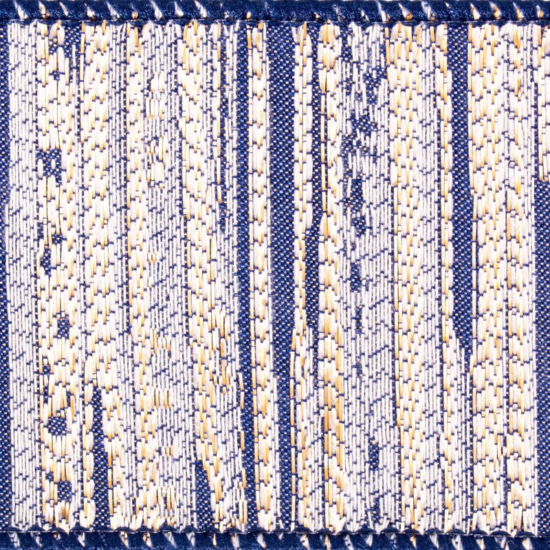 Vickerman 2.5" x 10 yd Navy, Cream, and Champagne Stripes Ribbon, Seasonal Christmas Ribbon for Gift Wrapping, Tree Decor image number 1