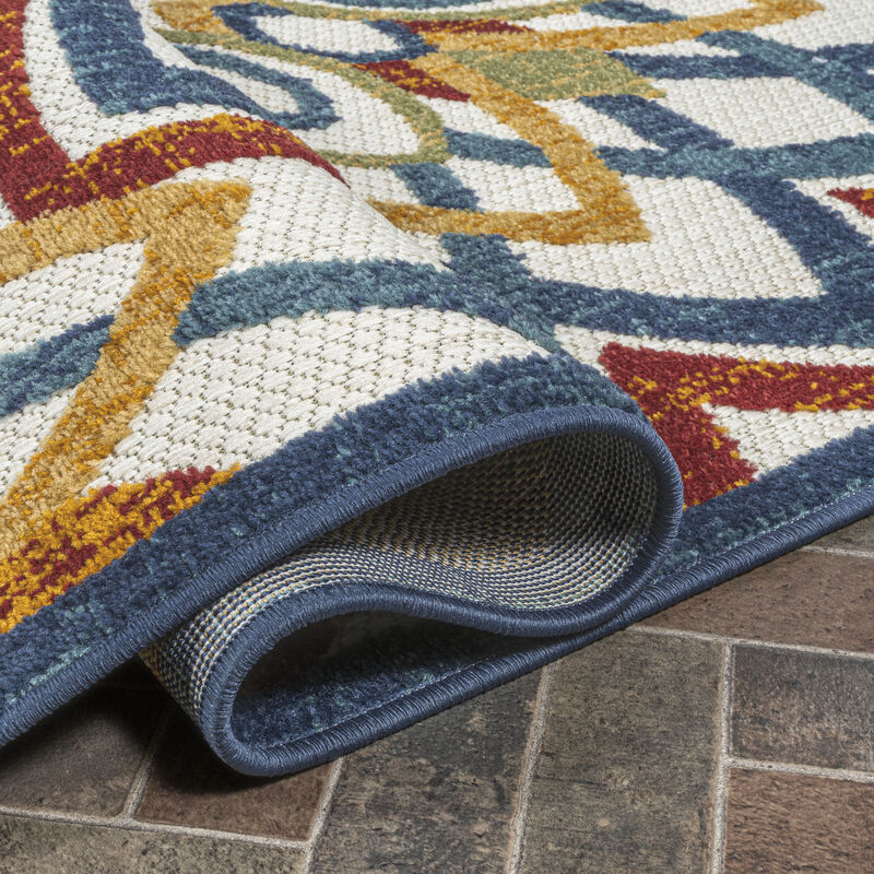 Flora Abstract Bold Mandala High-Low Indoor/Outdoor Area Rug