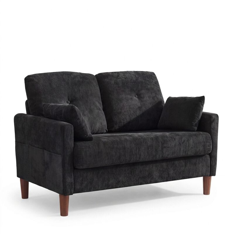 Vipbear 48" Chenille Loveseat Sofa for Small Spaces &ndash; 2-Seater Couch with Deep Seat, Side Pocket image number 0