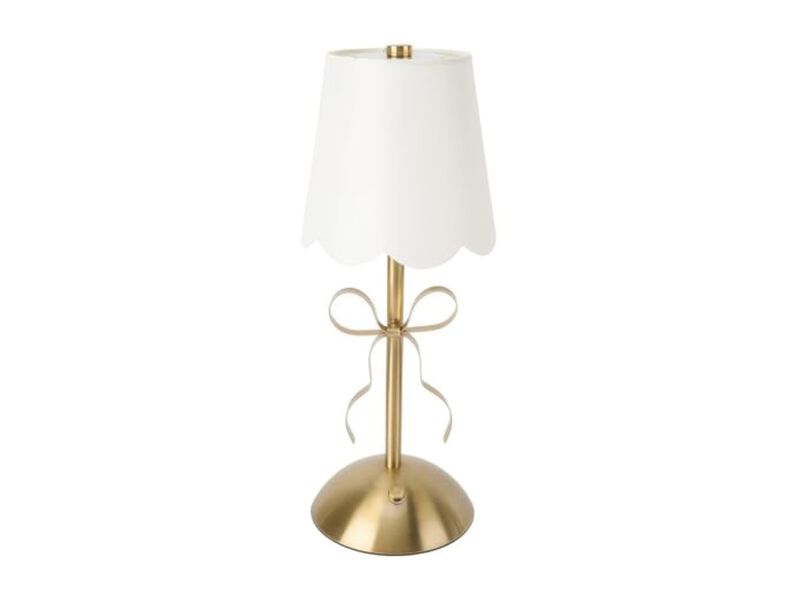 Rechargeable Cordless Dimmable Metal Fabric Table Lamp For Bedroom Bedside Gold image number 0