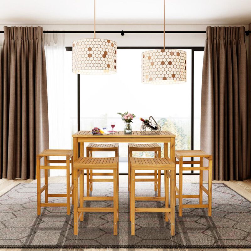 Hivvago Rectangular Indoor and Outdoor Bar Height Table for Garden