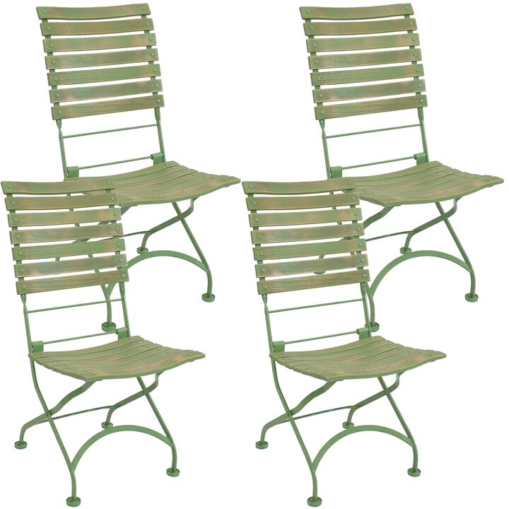 Sunnydaze Cafe Couleur Chestnut Folding Bistro Chair - Set of 4