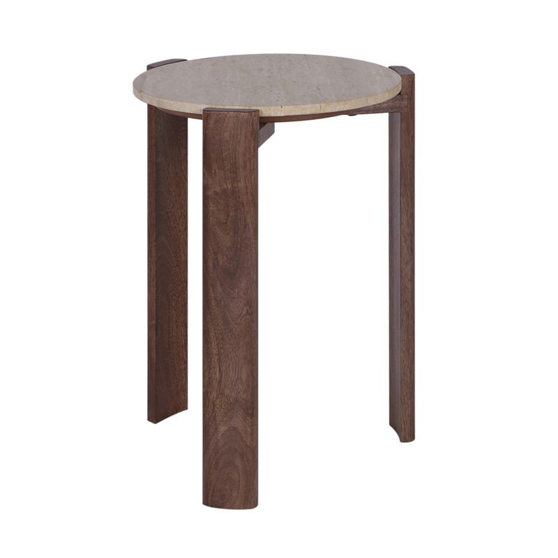 22x16" Travertine Top Accent Table, Tan/brown image number 2