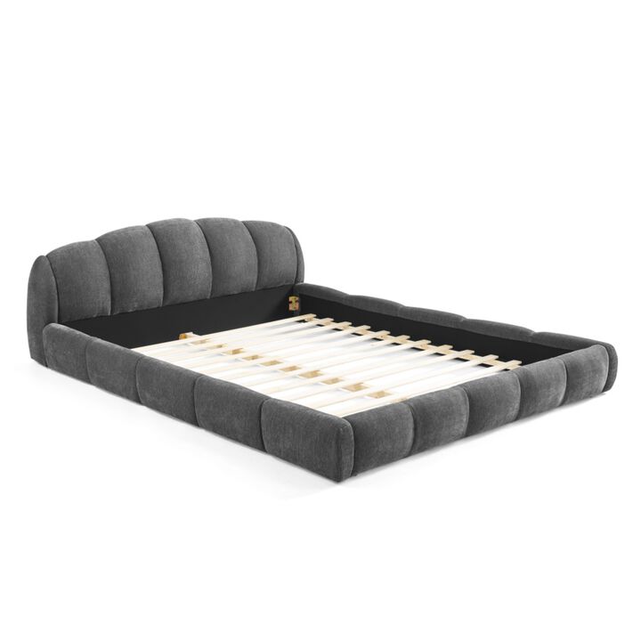 Nefjad Chenille Upholstered Platform Bed Frame