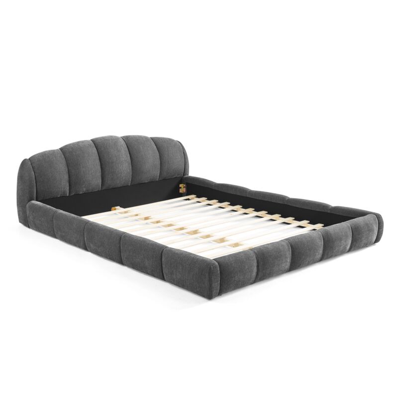 Nefjad Chenille Upholstered Platform Bed Frame image number 0