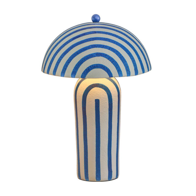 Maiori Blue Striped Papier Mache Table Lamp