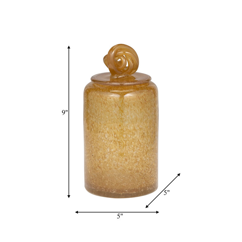 10" Glass Jar w/Knot Lid Vase