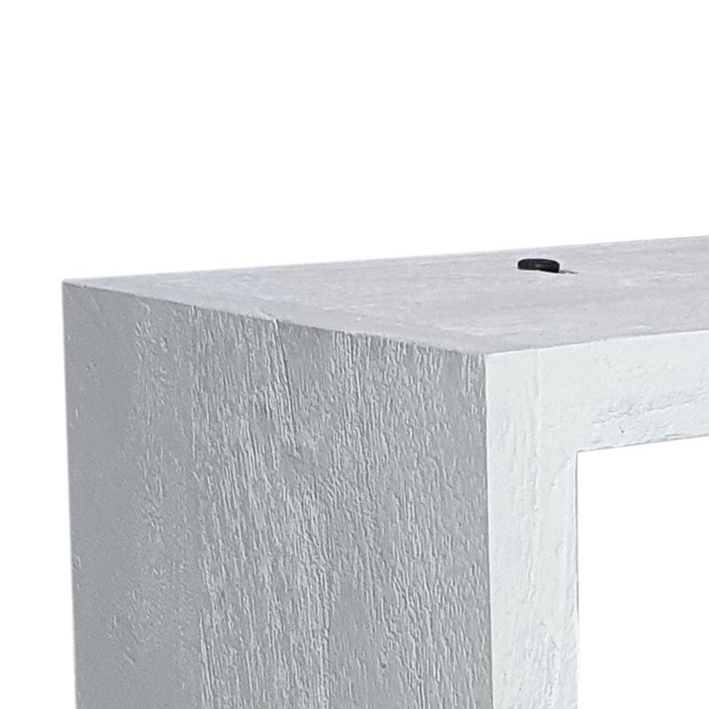 18 Inch Rectangular Wall Shelf, Acacia Wood Frame, White Washed Finish - Benzara