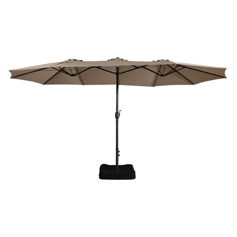 MONDAWE 15ft Rectangular Double-Sided Outdoor Patio Market Umbrella Coffee