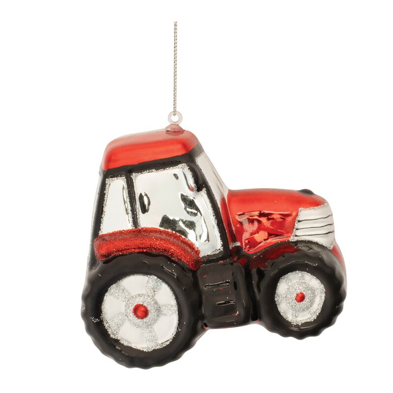 6-Pack Glass Farm Tractor Ornaments &ndash; Glittered Holiday Decorations for Country Christmas Trees