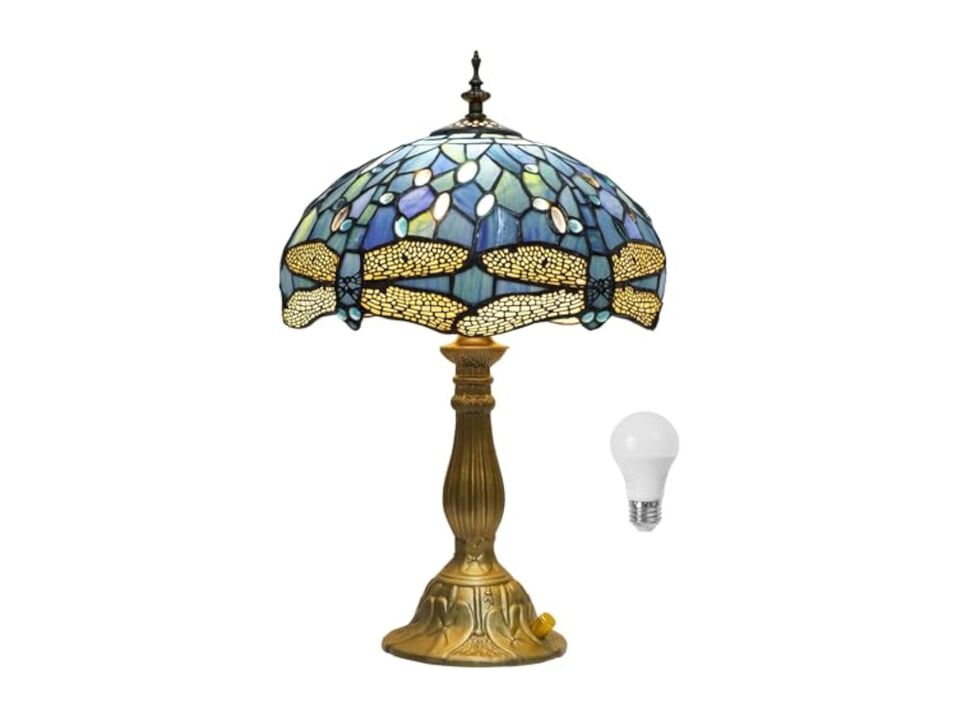 Tiffany Style Stained Glass Dragonfly Table Lamp For Living Room Bedroom Desk
