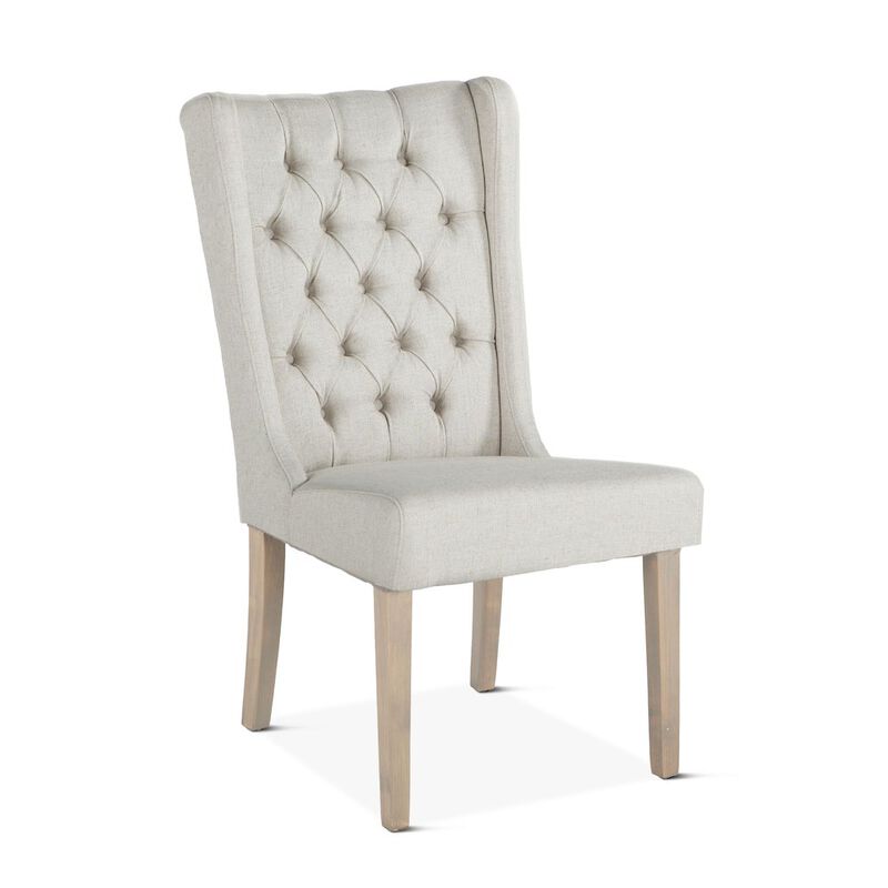 World Interiors Chloe Off-White Linen Dining Chair With Napoleon Legs image number 8