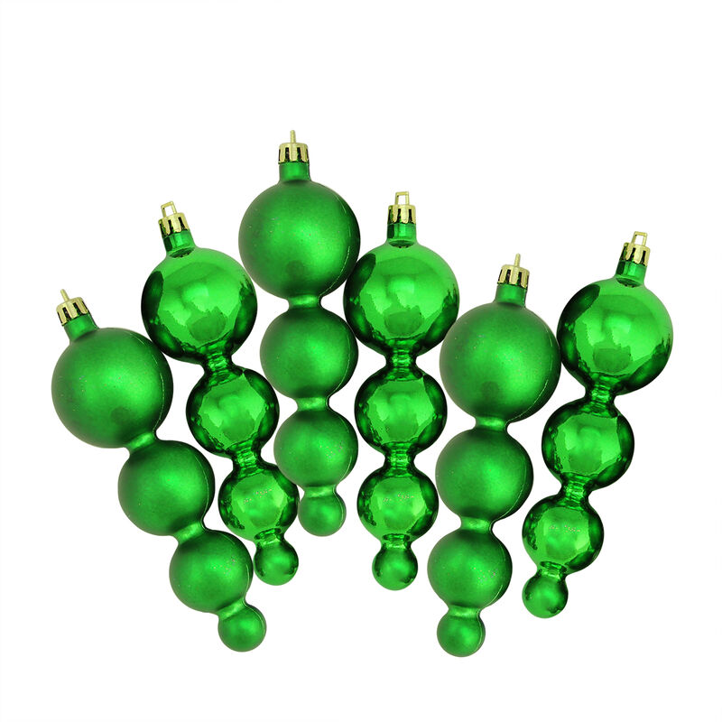 6ct Green Shiny and Matte Shatterproof 2-Finish Christmas Ornaments 5.75" (146mm) image number 0