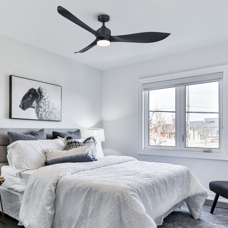 66 in. Modern Integrated LED Black Propeller Ceiling Fan with Light and Remote