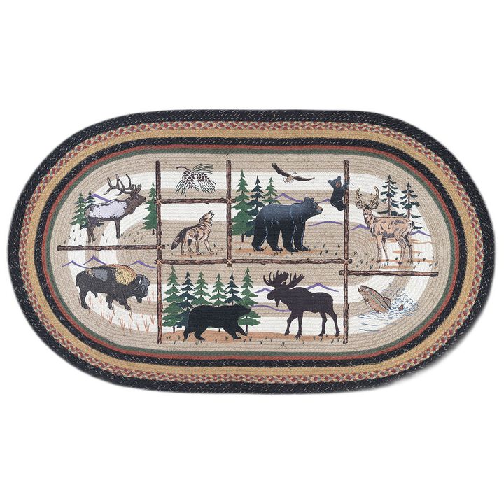 Earth Rugs Op-583 Lodge Animals Oval Patch 20 X 30