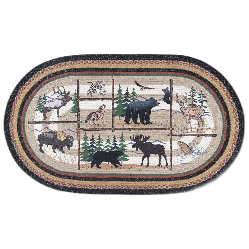 Earth Rugs Op-583 Lodge Animals Oval Patch 20 X 30 image number 0
