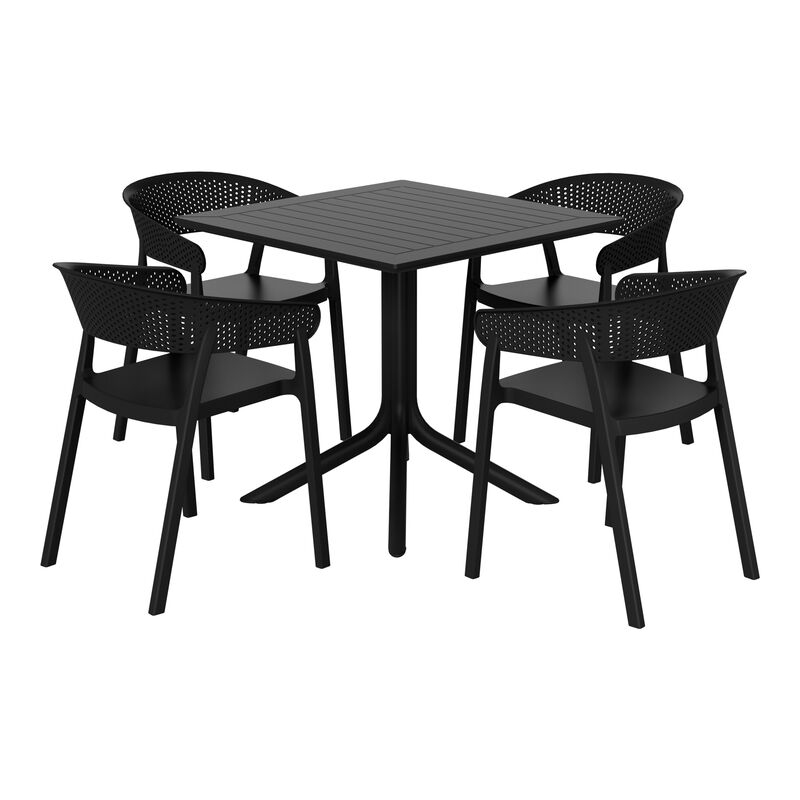 WestinTrends 5-Piece Outdoor Resin Square Patio Dining Table Set with Stackable Patio Dining Chairs image number 0