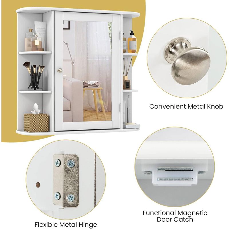 Bathroom Wall Mirror Medicine Cabinet with Storage Shelves