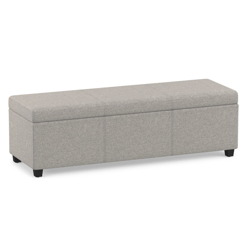 Avalon 54 inch Wide Contemporary Rectangle Extra Large Storage Ottoman Bench in Cloud Grey Polyester linen fabric, Assembled image number 0