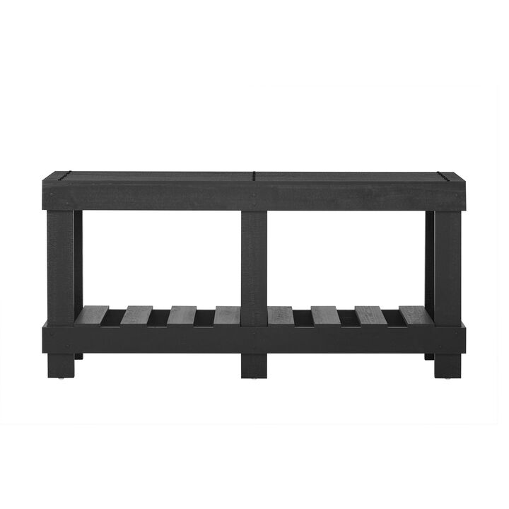 62.9" Vintage Entryway Table - Fir Solid Wood with Natural Grain, 6 Reinforced Legs & 4.5" Thick Desktop