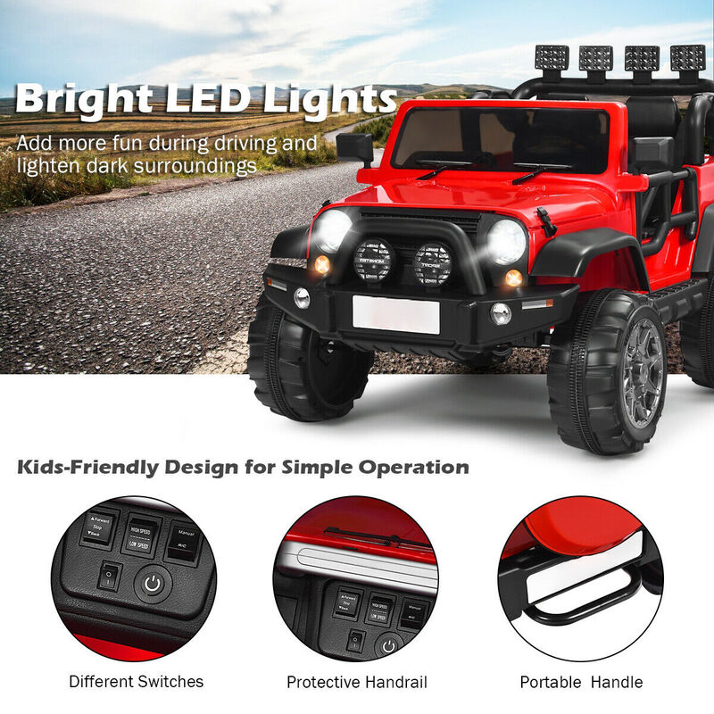 12V Kids Ride On Truck with 2 Seats Remote Control and Storage Compartment image number 5