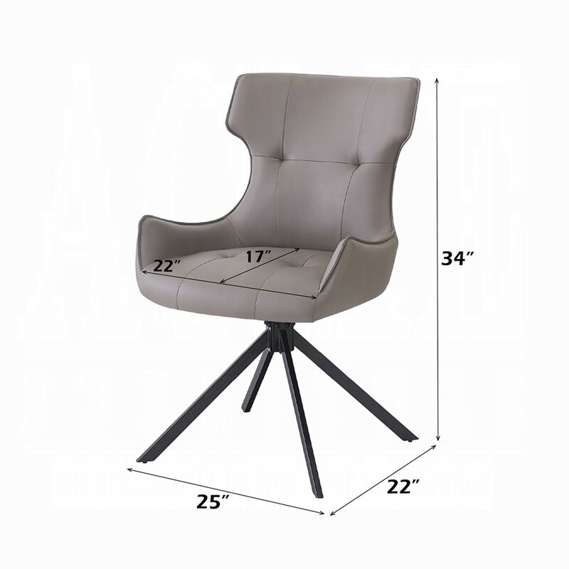 Mita Swivel Wingback Side Chair Set of 2, Tufted Faux Leather, Black Metal image number 7