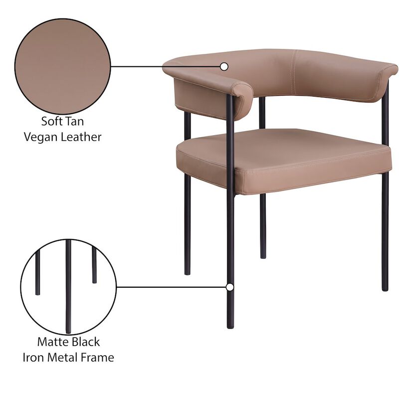 Meridian Furniture Malin Tan Vegan Leather Dining Chair, Set of 2