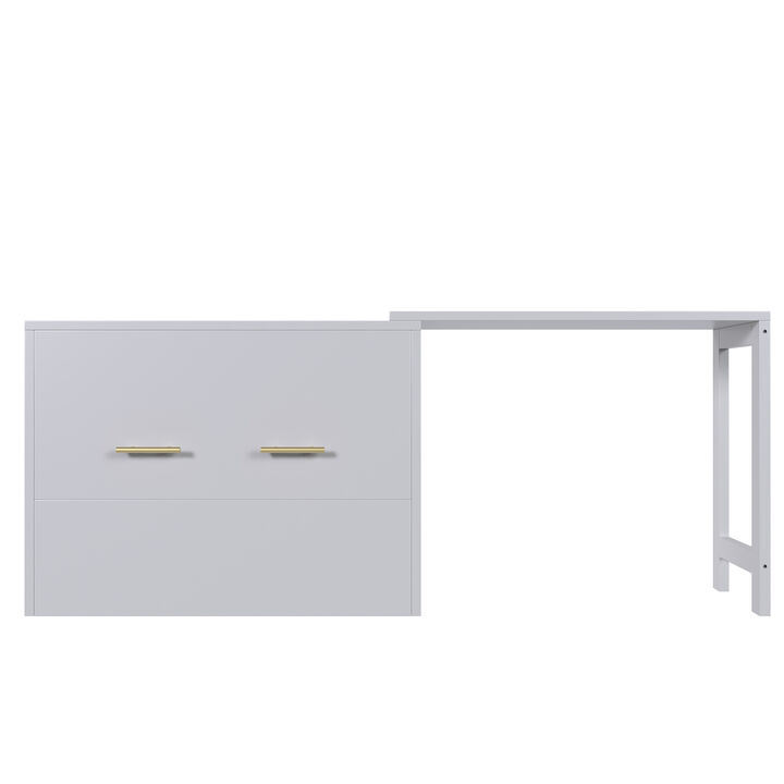 Merax Murphy Cabinet Bed with Adjustable Position Desk