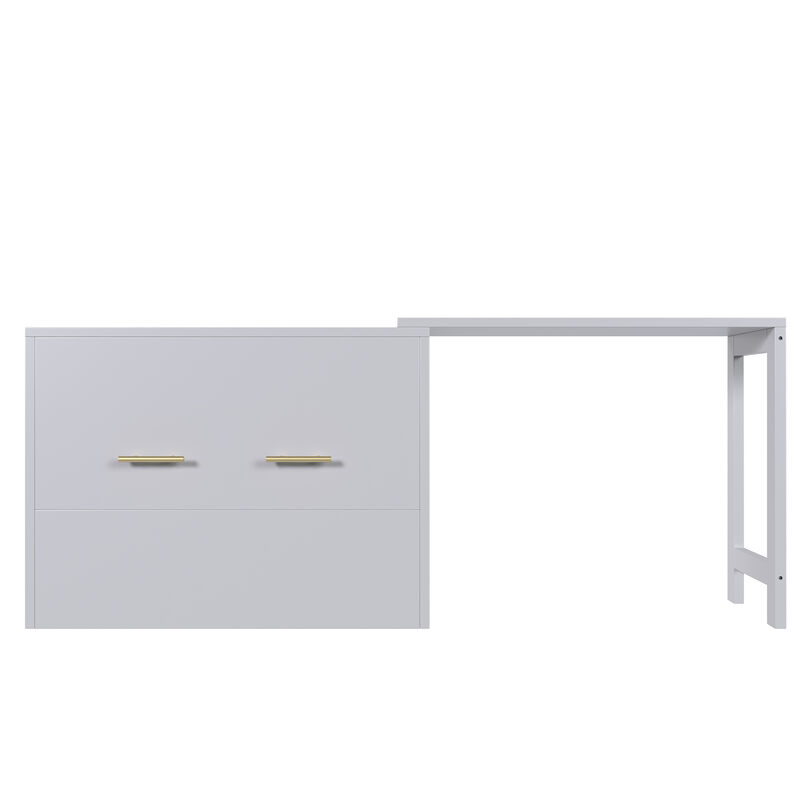 Merax Murphy Cabinet Bed with Adjustable Position Desk