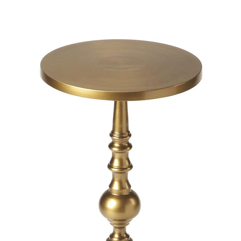 Elegant Gold Pedestal Side Table for Cocktails or Drinks - Modern Accent