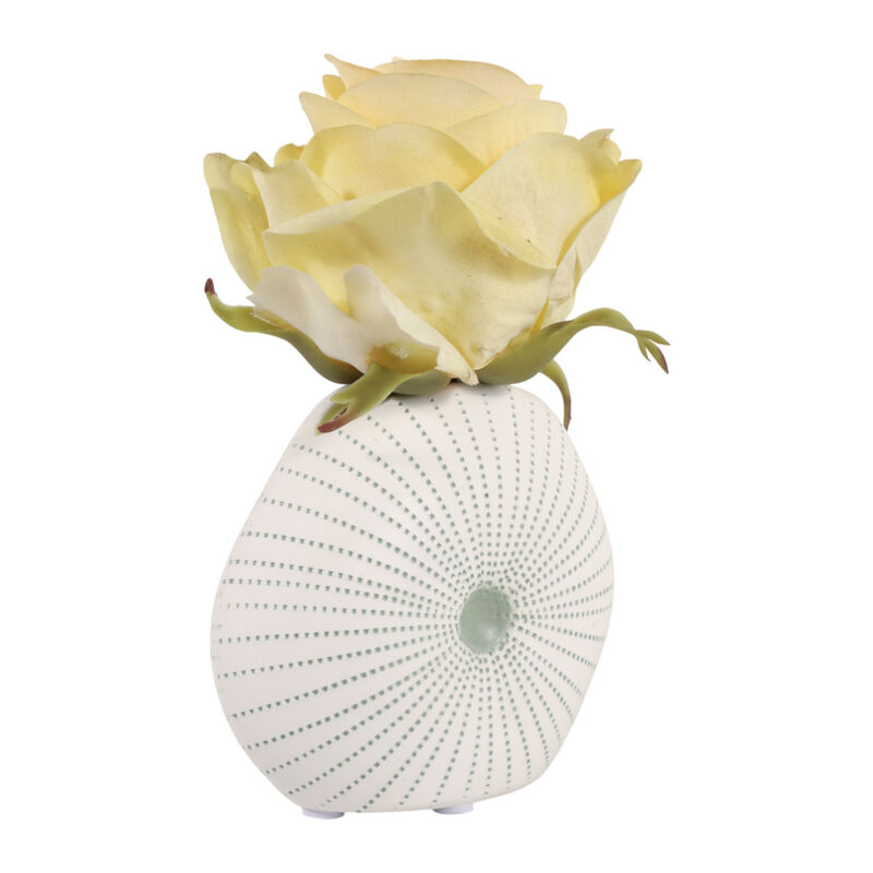 5x4" Round Dotted Shell Bud Vase, White/green image number 2