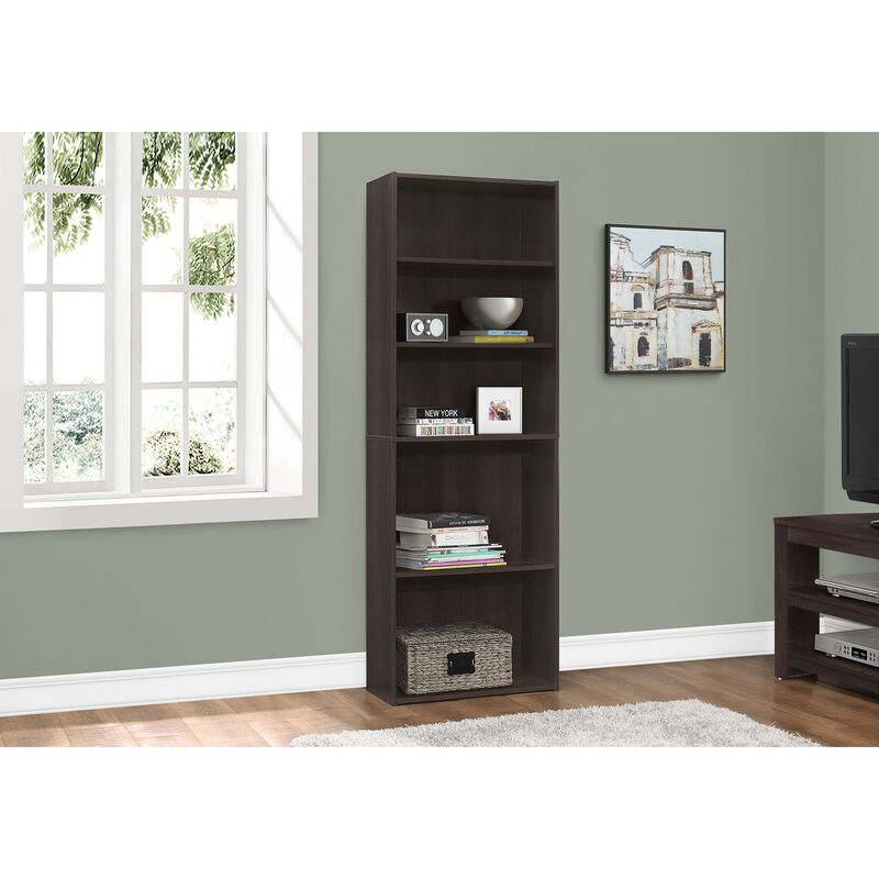 Monarch Specialties I 7467 Bookshelf, Bookcase, 6 Tier, 72"H, Office, Bedroom, Laminate, Brown, Transitional