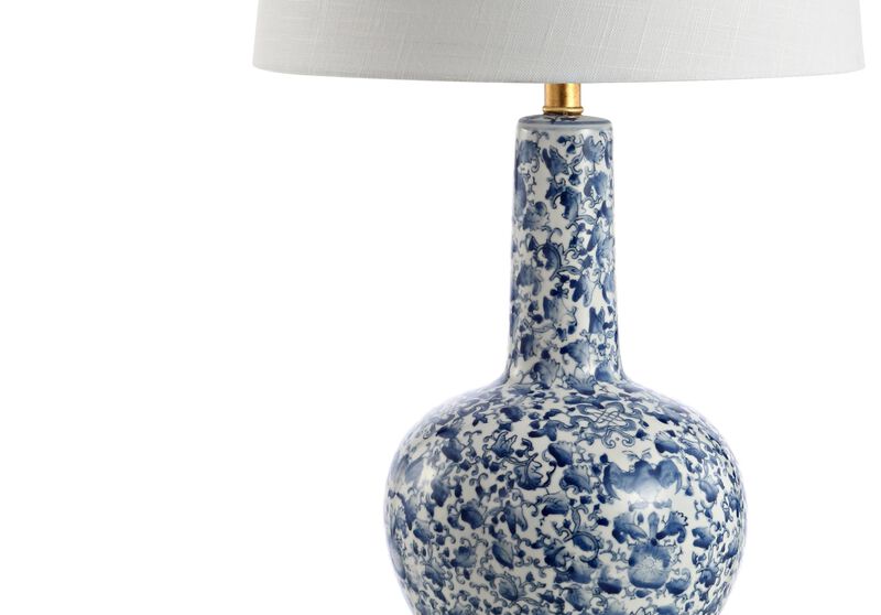 HomeRoots 30" Blue White And Gold Gourd Table Lamp With Drum Shade image number 3