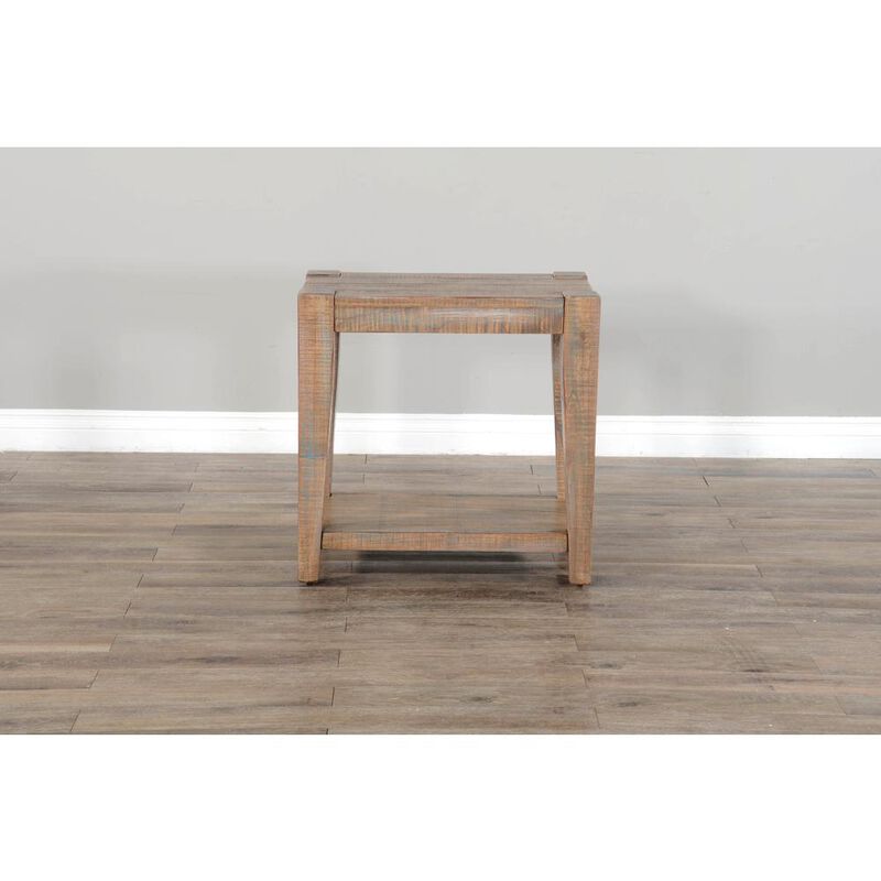 Sunny Designs 25 Modern Mindi Wood Chair Side Table in Weathered Brown