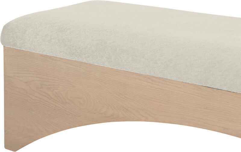 Meridian Furniture Lawson Cream Velour Fur Fabric Bench