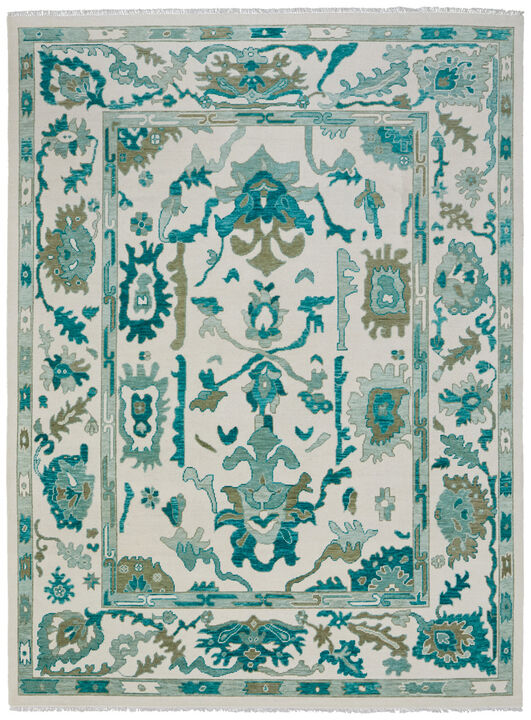 HomeRoots Wool Floral Hand Knotted Area Rug With Fringe