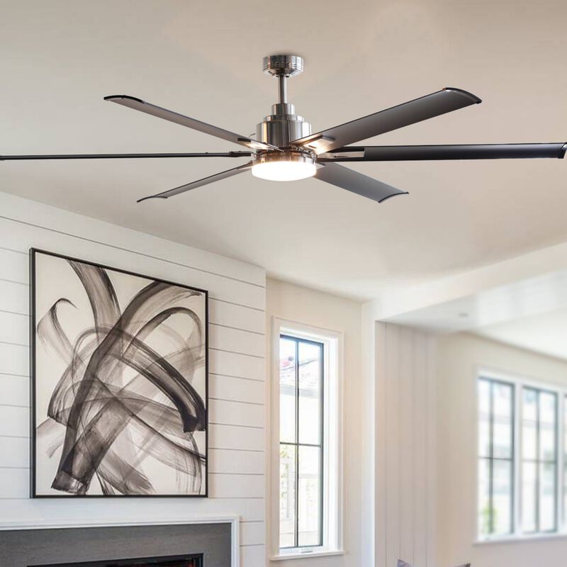 72 in. Modern Integrated LED Brushed Chrome Ceiling Fan with Light and Remote