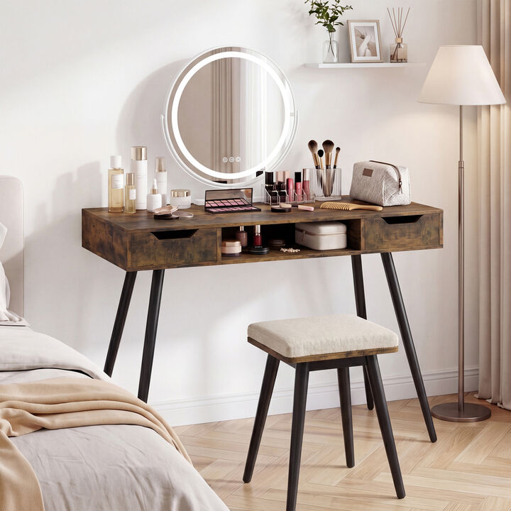 Modern Writing Desk with Metal Legs and Drawers for Home Office
