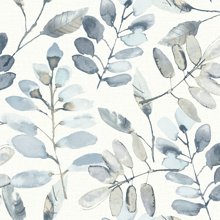 Pinnate Blue Leaves Wallpaper (Set of 2)