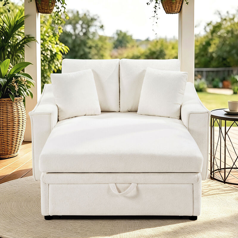 Merax Velvet Oversized Chaise Sofa with Curved Stitched Armrest image number 2
