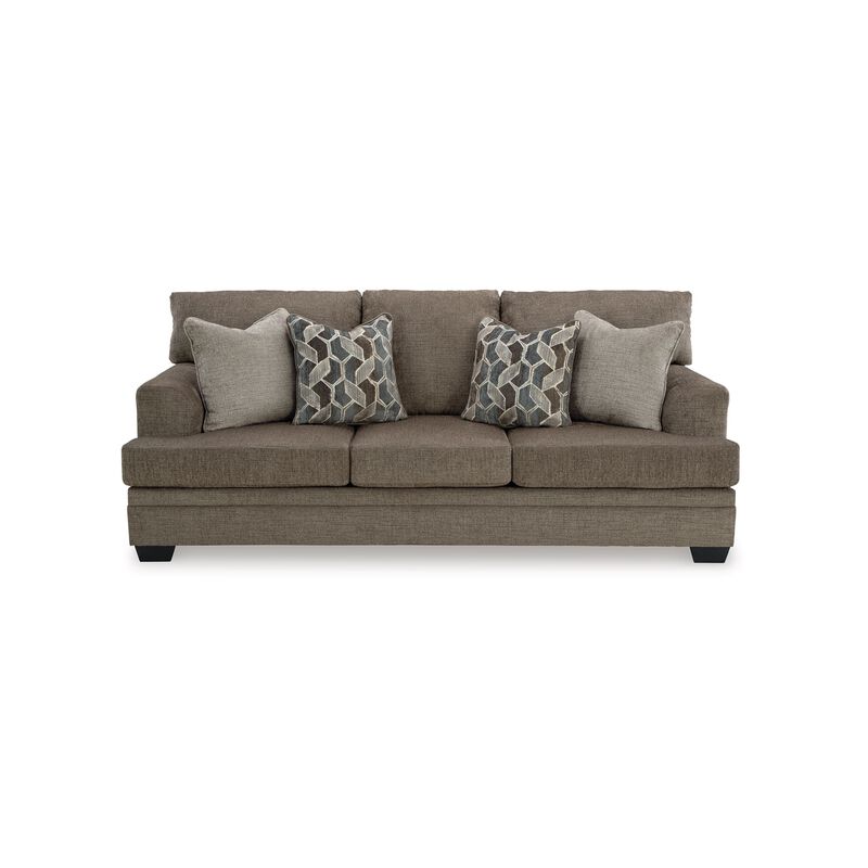 Ead Queen Size Sofa Sleeper, 4 Accent Pillows, Nutmeg Brown Polyester image number 1
