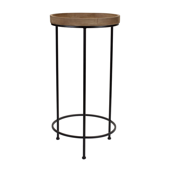 Hivvago Set of Three 29 Inch Black And Brown Round End Tables
