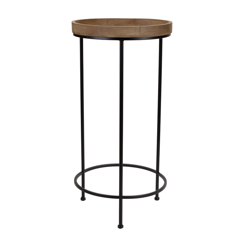 Hivvago Set of Three 29 Inch Black And Brown Round End Tables