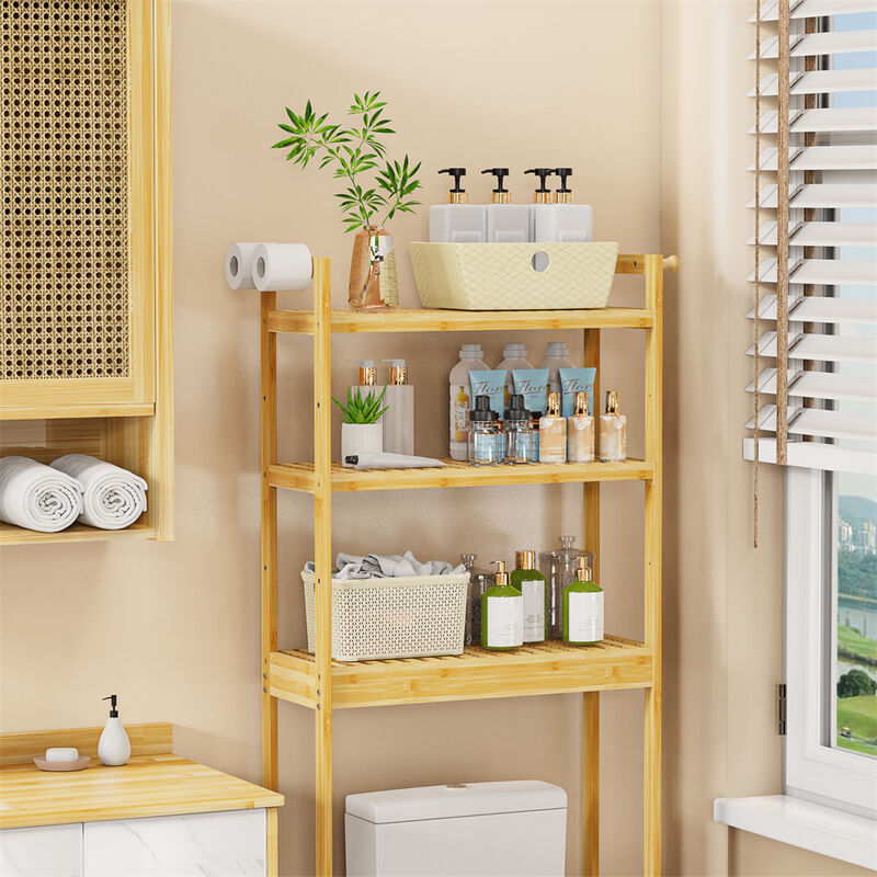 Over Washing Machine Space Saving Bamboo Storage Rack 3 Shelves Laundry Utility image number 8
