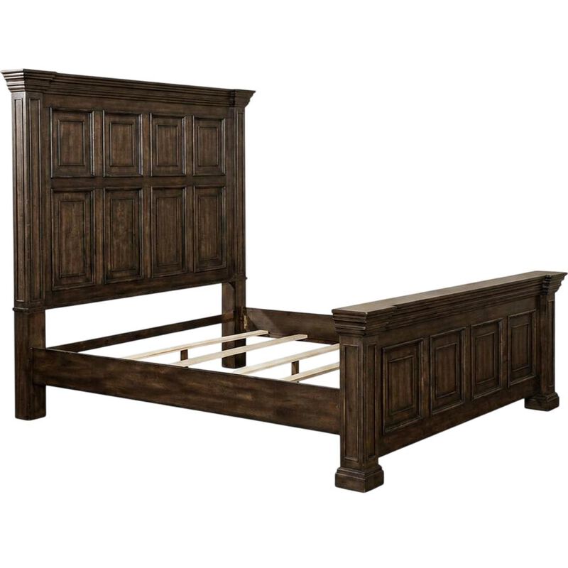 Liberty Furniture Big Valley Panel Bed in Whitestone w/ Heavy Distressing image number 0